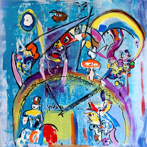 El ciclo de la vida, el circo. Acrílico.100x100	