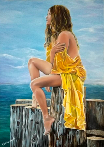 La chica del muelle. Acrílico. 65x82