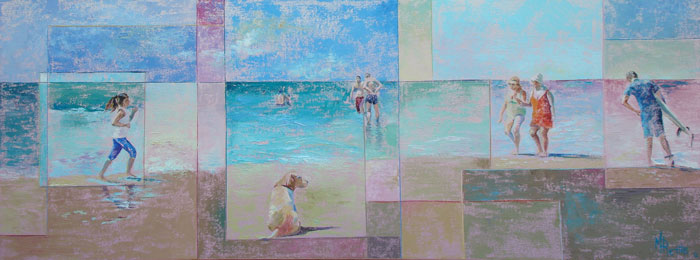 La playa 2, óleo, 80 x 30 cm.	