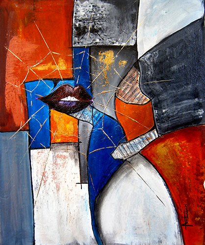 El beso #4. Técnica mixta sobre lienzo. 88x69