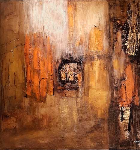 Refugio. Técnica mixta sobre tela 100×100 cm	